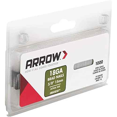 Arrow BN1810CS 18-Gauge Steel Brad Nails for Molding, Cabinets, Framing, Trim, and Finishing, Safe to Use with Electric or Battery Powered Nailers, Steel, 5/8 Inch, 1000 Count (Pack of 1)