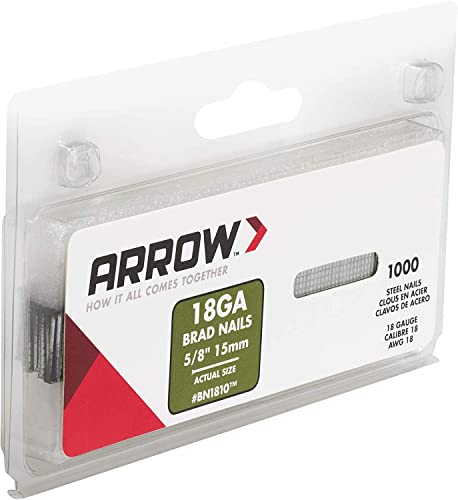 Arrow 18-Gauge Steel Brad Nails 5/8 Inch for Molding and Cabinetry, 1000 Pack