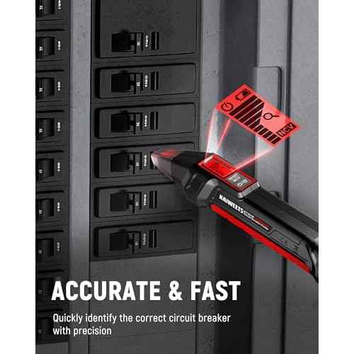 KAIWEETS Circuit Breaker Finder with LCD Display, GFCI Outlet Tester, Electrical Circuit Tracer Tool with NCV Test & Flashlight, Includes Carrying Case and Adapters- KT301P
