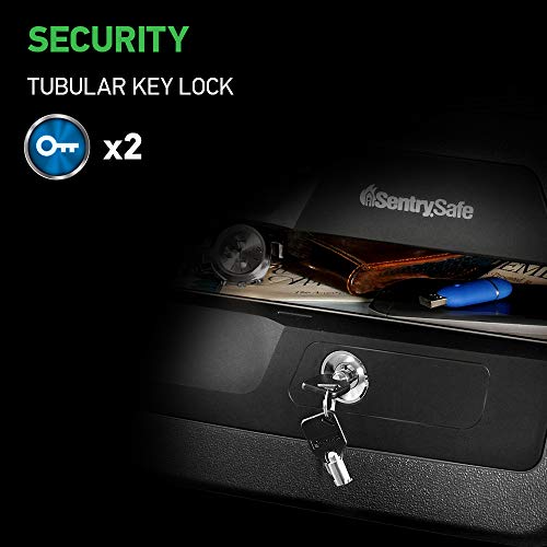 SentrySafe Key Lock Fireproof Waterproof Document Safe 16.5x14.8x7.6 in Black