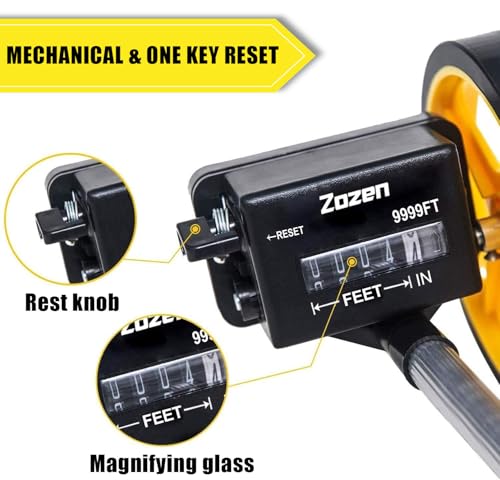 Zozen 6-Inch Measuring Wheel with Telescopic Handle - 37in Extended (Handle 37 in) - Yellow