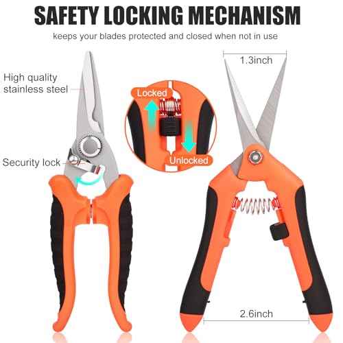 3 pcs garden shears Stainless steel Gardening scissors Pruning shears for gardening For pruning scissors flowers fruit trees