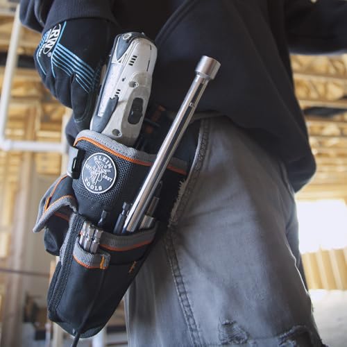 Klein Tools 5183 Tool Bag, Tradesman Pro Drill Pouch, 1680d Material, Drill Holster with Pockets for Tools and Bits