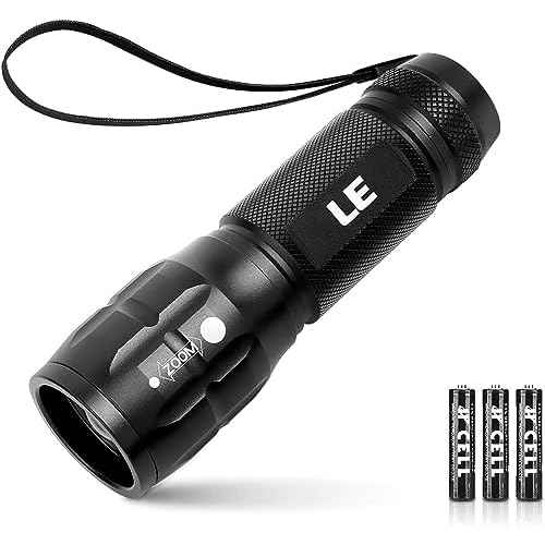 Lighting EVER LED Flashlights High Lumens, Small Flashlight, Waterproof, Adjustable Focus Flash Light for Outdoor, Emergency, AAA Batteries Included, Tactical & Camping Accessories