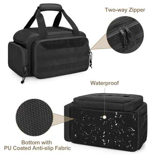 12-Inch Tool Bag with Anti-friction Bottom, Hand Tool Storage Organizer Bag for Men, Tactical Range Bag, Multi-purpose Work Tote for Repairman, Electrician, Carpenters, Handyman, Black