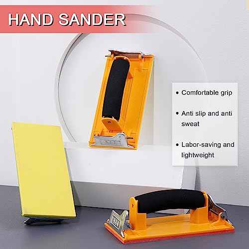 Sandpaper Holder with Sponge Handle, 36 Pack 120 to 3000 Assorted Grit Dry & Wet Sandpaper with 1 Pack Hand Sander, Manual Hand Sanding Block for Drywall Wood Metal Furniture Polishing
