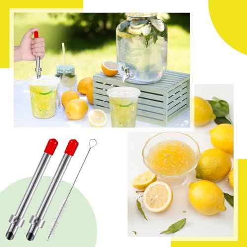 Lasnten 2 Pack Straw Puncher for Plastic Lids Lemonade Cups, Stainless Steel Straw Hole Puncher Punching Tools for Cafe Drinks Fresh Squeezed Lemonade Stand Supplies (6.3 Inch,Red)