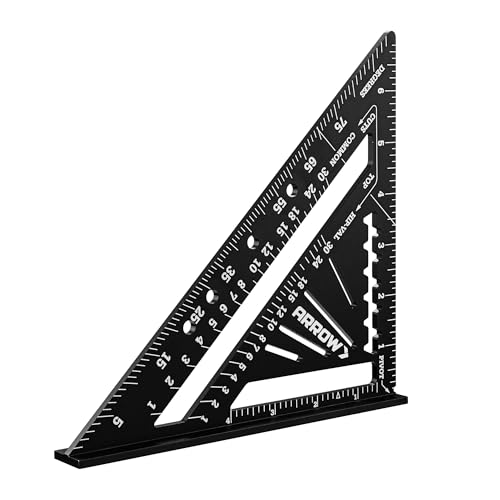 Arrow 7-Inch Aluminum Rafter Square | Carpenter/Framing Square with Laser Scales