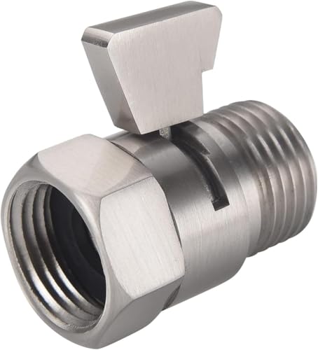 Brushed Nickel Shower Head Shut Off Valve - Water Flow Control & Regulator