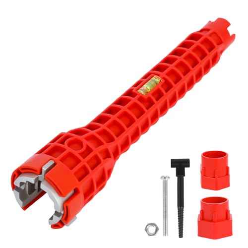 8 in-1 Multifunctional Sink & Faucet Installer Wrench - Plumbing Tool for Bathroom/Kitchen Toilet Pipe Repair & Installation (Red)