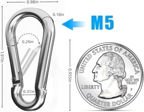 24PCS M5 Galvanized Steel Spring Carabiners for Keychains & Outdoor Use