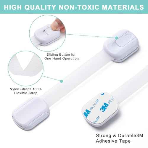 Cabinet Locks Baby Proofing -£¨12 Pack£© Child Proof Cabinet Locks£¬Fridge£¬Oven £¬Toilet Seat£¬ Kitchen£¬Cupboard Appliance£¬Child Proof Door Lock - Multi Purpose Adjustable Strap No Drill No Screws