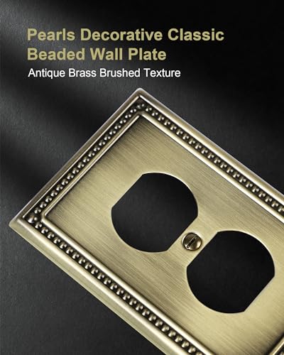 Single 4-Pack Antique Brass Duplex Switch Plates & Outlet Covers - Treewell