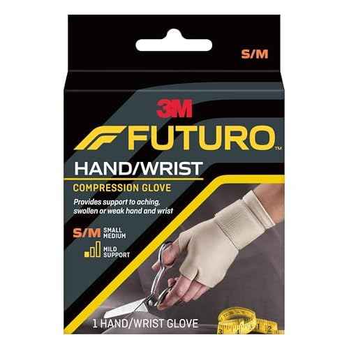 FUTURO Hand and Wrist Compression Glove, Provides Support and Compression to Arthritic and Painful Hand Joints, Small/Medium, Beige