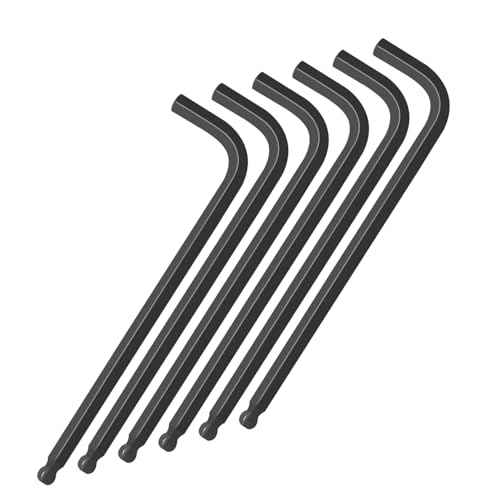 3/16" Ball End Hex Key Set, 6pcs L-Shaped Allen Wrenches Long Arm, CR-V Steel, Black Oxide Finish, High Torque Repairing Tool for Furniture, Bike, Equipment Maintenance