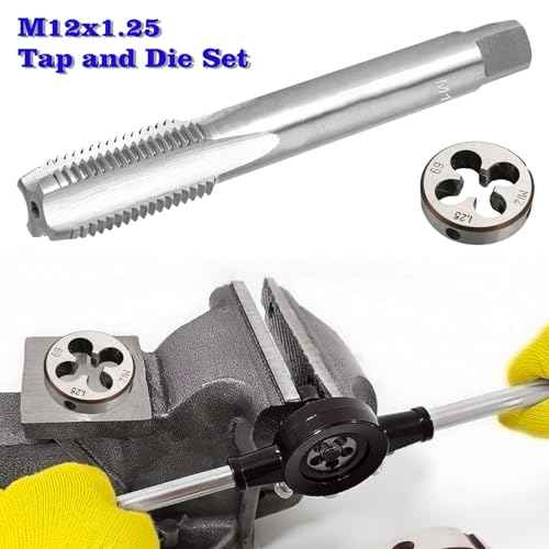 M12 x 1.25 Metric Thread Tap and Die Set, M12 x 1.25mm High-Speed Steel Machine Tap and Die Set, Right Hand Thread Tap and Round Thread Die