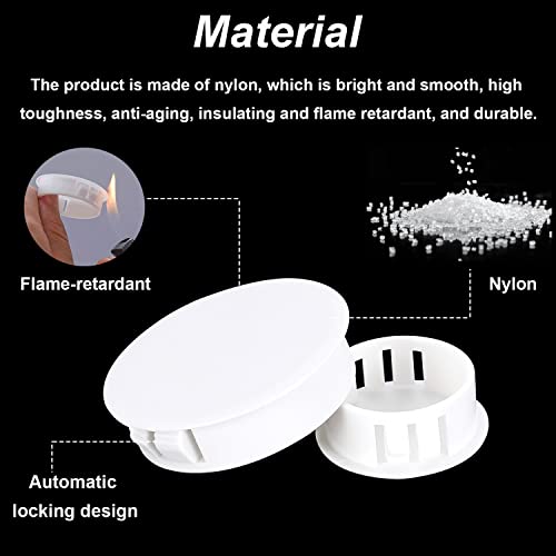 White Nylon Plastic Hole Plugs Set 190Pcs 9 Sizes Panel Knockout Locking Caps