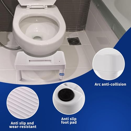 6.8 Inch Non-Slip Toilet Step Stool for Adults and Kids - Ergonomic Bathroom Aid
