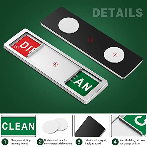Cimkiz Dishwasher Magnet Clean/Dirty Sign - Silver, 7 x 2 in