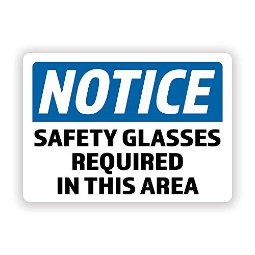 2-Pack Notice Safety Glasses Required in This Area Vinyl Decal Sticker | 7-Inch by 5-Inch | Laminated with UV Protective Laminate | PD2738