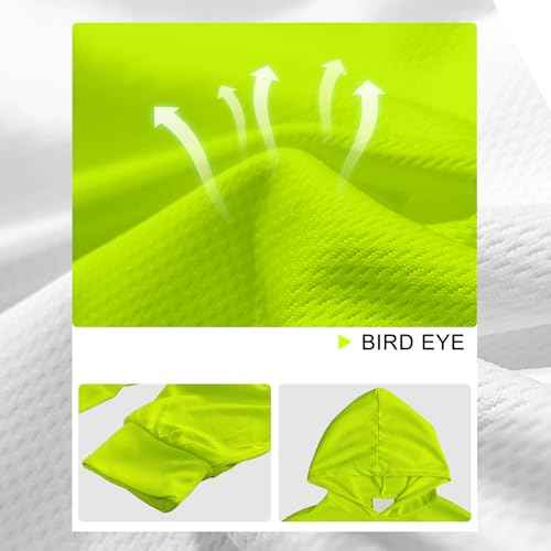 Hi Vis Safety Hoodie, High Visibility Shirts for Men, Long Sleeve, Construction Work Shirts with Sun Protective Hood