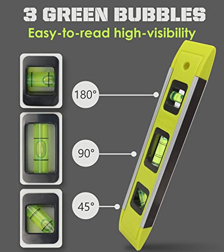 Level & Tool Magnetic Aluminum Reinforced Torpedo Level 9" Green (1PCS) - DIFFLIFE