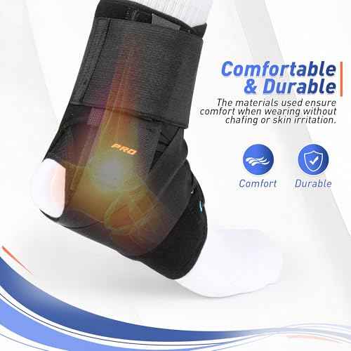 Quick Lace Up Ankle Brace for Women Men with Removable Side Splints, Ankle Braces for Sprained Ankle, Achilles Tendonitis, Injury Recovery, Ankle Support for Basketball,Volleyball,Soccer,Tennis,S