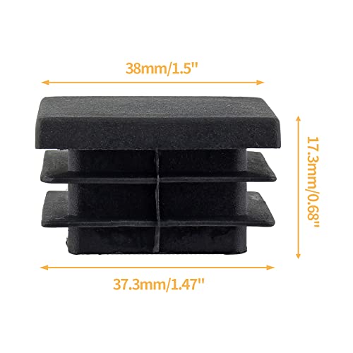 Uenhoy 30 Pack 1-1/2" Square Plastic End Caps for Tubing, Black