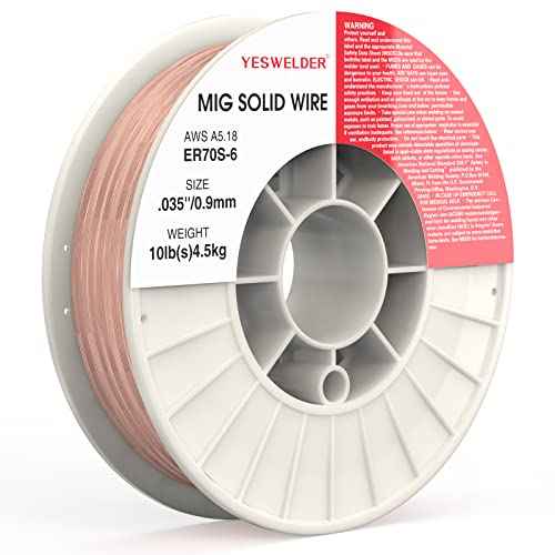 YESWELDER ER70S-6 MIG Wire, Solid Carbon Steel .035-Inch Diameter 10-Pound, High Feedability Strong ABS Plastic Spool Welding Wire