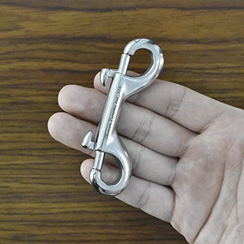 3.5 Inch Heavy Duty Double Ended Stainless Steel Snap Hooks 2 Pack for Marine, Diving, Leashes