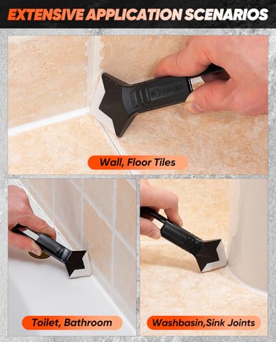Saker 3-in-1 Silicone Caulking Tool Classic Black – Grout Removal & Smoothing
