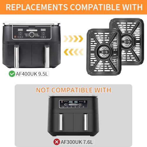 Air Fryer Grill Pan for Ninja DZ302 DZ401 DZ550 10QT DualZone - Griddle Crisper Plate with Rubber Bumpers