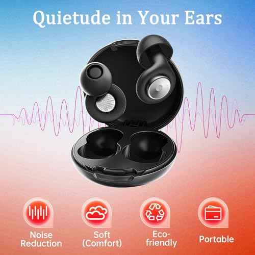 Ear Plugs for Sleeping Noise Cancelling 45dB, Reusable Silicone Earplugs with 8 Eartips and Travel Case, Soft Comfort Hearing Protection for Concerts, Snoring, Travel, Study (Black)