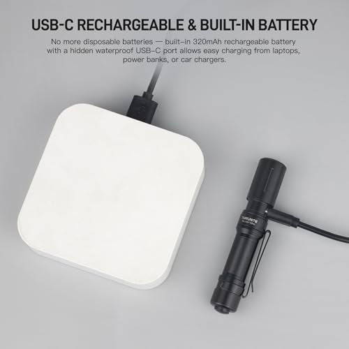 ThruNite Archer Mini USB-C Pocket EDC Flashlight - 405 Lumens, Waterproof, Black (Variation: Cool White)