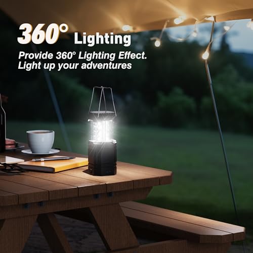 Mesqool 3000mAh Large Capacity Hand Crank Solar Camping Lantern - Black