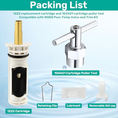 1222 Replacement Cartridge Kit for Moen Posi-Temp Shower Faucet - Easy Install, Durable Brass Core