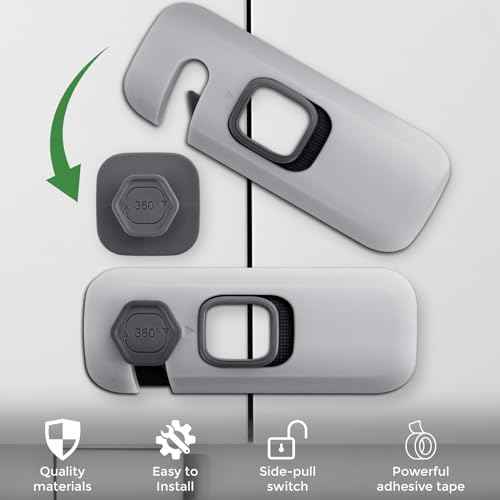 5 Pack Child Proof Refrigerator Lock, Baby Proofing Cabinet Locks, oven lock child safety, fridge lock, for Fridge, Drawers, Dishwasher, Oven, Cupboard, Closet, Adhesive, No Tools Need(Grey)