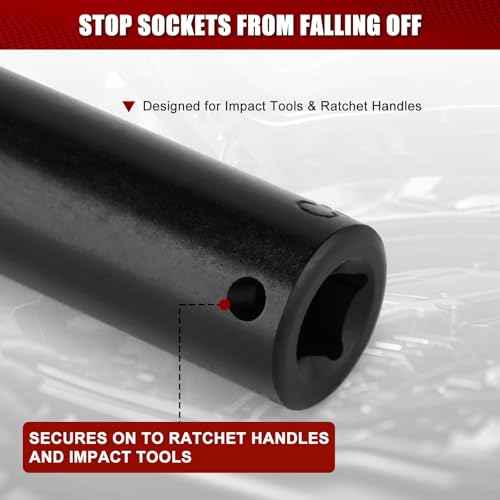 MIXPOWER 1/4" Drive Deep Magnetic Impact Socket, 6 Point, 10mm, Metric, CR-MO