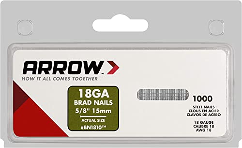 Arrow 18-Gauge Steel Brad Nails 5/8 Inch for Molding and Cabinetry, 1000 Pack