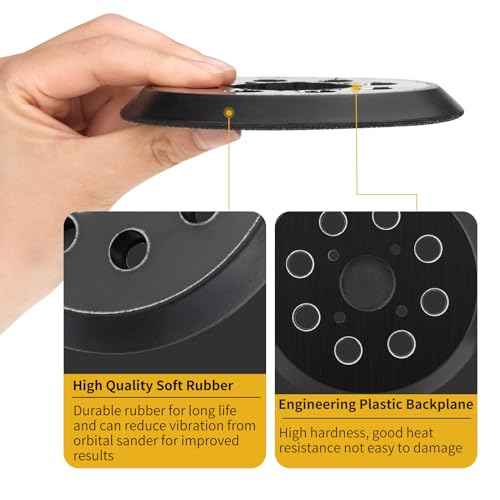5 Inch 8 Hole Orbital Sander Pads Compatible with Ridgid R2501 R2600 R2601 R2611 R8606 Random Orbit Sander Replacement Hook and Loop Backing Pad Parts # 300527002