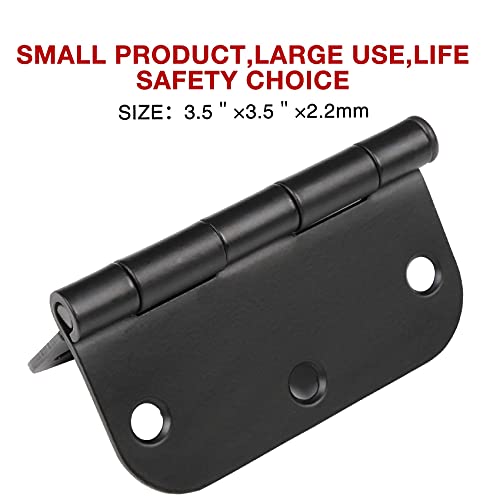 TDCHINGES Matte Black Rounded Door Hinges 3.5 Inch 30 Pack with Screws