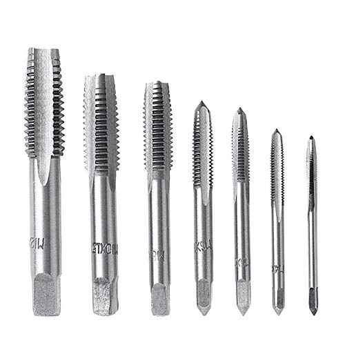 QISF 14Pcs Bearing Steel Metric Screw Thread Tap M3 M4 M5 M6 M8 M10 M12 Plug Tap Tapping Tool set(Wrench is not include)