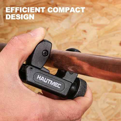 HAUTMEC Copper Pipe Cutter Tool 1/8" to 5/8"OD (3-16mm), Mini Copper Tubing Cutter Tool for PVC, Copper, Aluminum, and Thin Stainless Steel Tube HT0131-TC
