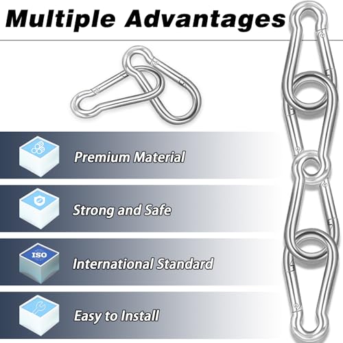 40PCS M6 Heavy Duty Spring Snap Hook Carabiner Clips - Silver, 2.36in