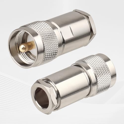 MOOKEERF 4 Pack PL259 Coax Connectors 50 Ohm UHF Male Clamp for RG8 RG213 Cable