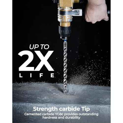 toolant Masonry Drill Bit,SDS Plus Rotary Hammer Drill Bits Set for 3/16" x6inch 2pcs,Carbide Tipped 2-Cutter for Concrete,Masonry and Brick