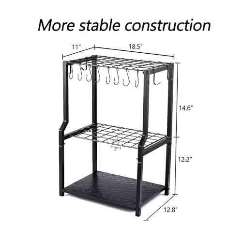 YueTong Garden Tool Organizer Heavy Duty,Yard Tool Tower Rack,Garage Storage Organization for Long Handle Tools,Rake,Brooms,Extra Hooks for Small Shovel,Shear.All Metal,Free Standing.