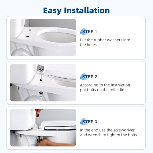 iFealClear 3-Inch Stainless Steel Toilet Seat Bolts Kit, All-Metal Replacement, 1/3" Variation