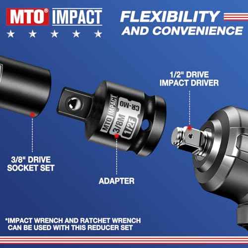 MTO 2-Piece Impact Socket Adapter and Reducer Set, 1/2" Female to 3/8" Male Reducer, 3/8¡± Female to 1/2¡± Male Adapter, Chrome Molybdenum Alloy Steel