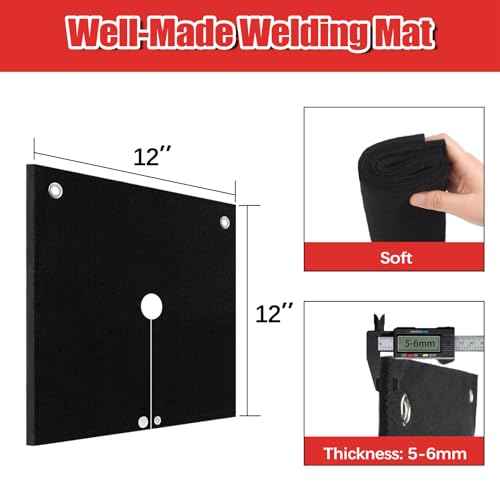 1/5"(5mm) Welding Blanket Fireproof, 5 Pack 12'' x 12'' Heat Shield Welding Pad, Brazing Heat Shield for Torch, Brazing Blanket for Pipe Soldering, Flame Resistant Brazing Mat for Plumbing, HVAC